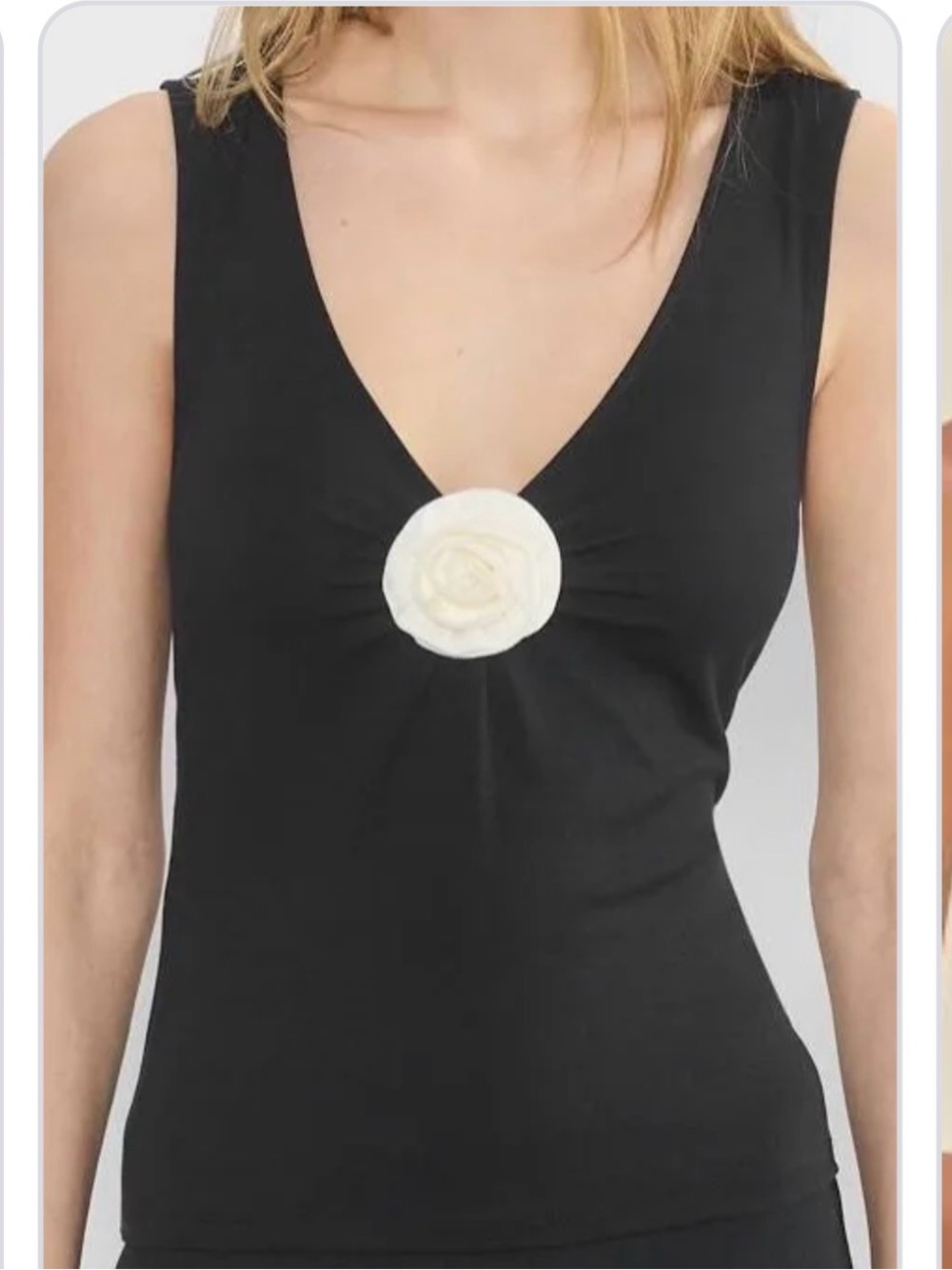 Wilfred Black V-Neck Sleeveless Tank with Rosette Accent